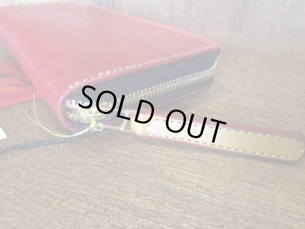 画像3: 【栃木レザー製】ラウンドジップウォレット『赤い彗星』 (3)