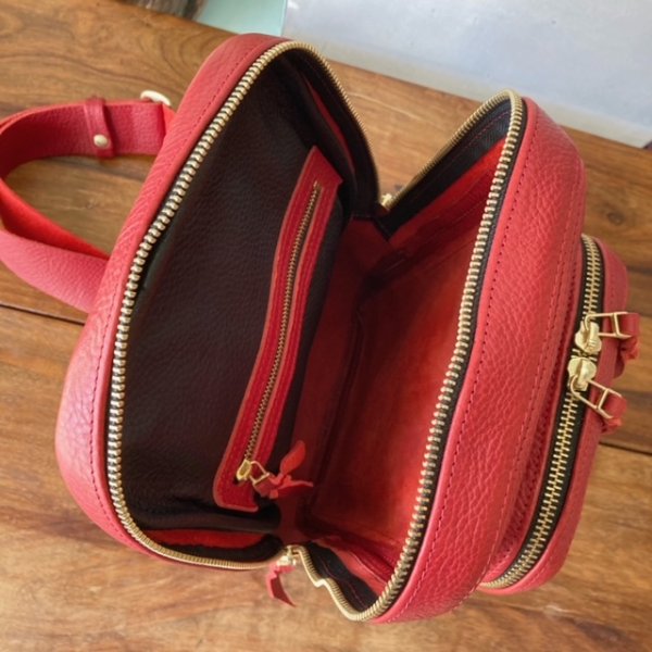 画像4: 【イタリアンレザー使用】『ボディーバッグ(RD)』 (4)