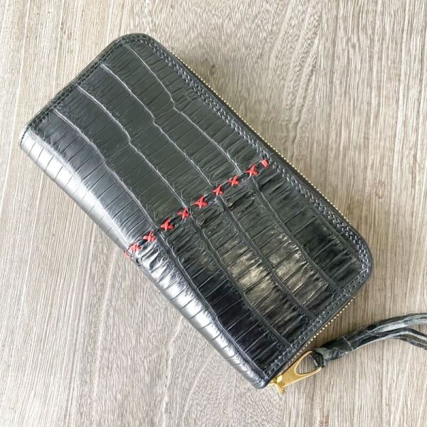 画像2: 【栃木レザー製】ラウンドジップウォレット『ナイルクロコ×ポロサス』 (2)