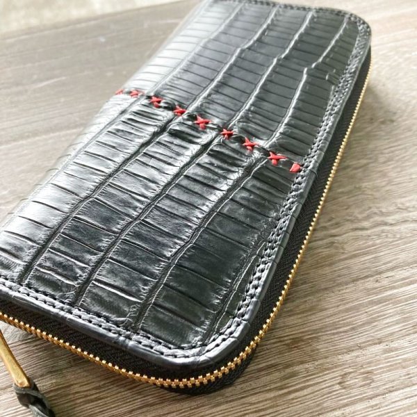 画像4: 【栃木レザー製】ラウンドジップウォレット『ナイルクロコ×ポロサス』 (4)