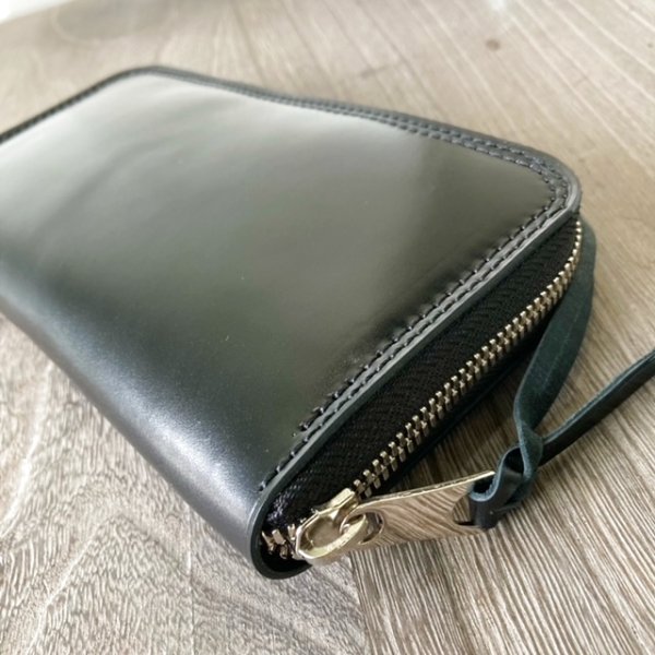 画像3: 【新喜皮革製オイルコードバン使用!】ラウンドジップウォレット『TW-cord-RO(BK)』 (3)